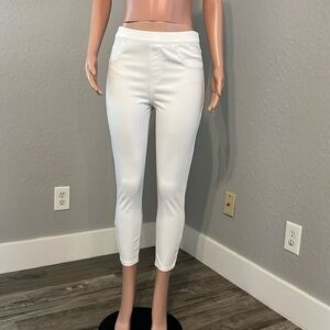 Spanx White Skinny Jeans Bone Pull on Stretch Pants Size Large #132